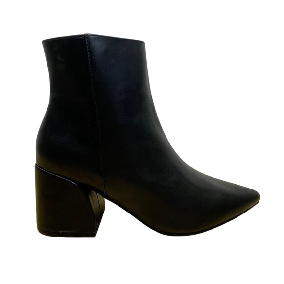 Madden Girl Women’s Black Pointed Toe Side Zip Block Heel Ankle Boots Size 7.5M - Picture 1 of 10
